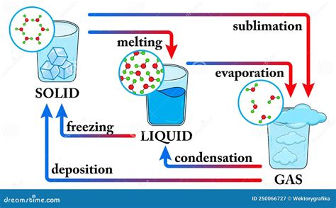 Water States Of Matter Phase Change Of State For Water Diagram Stock