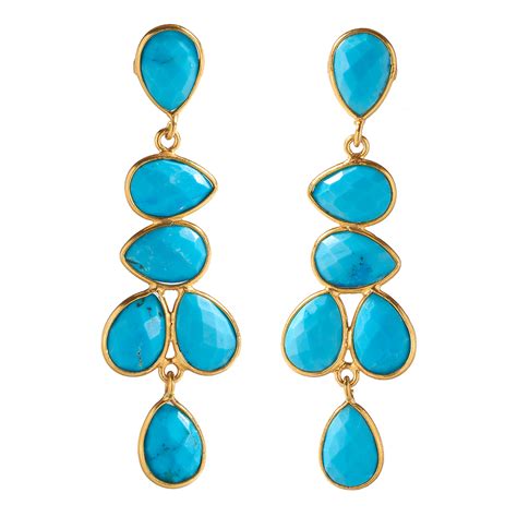 Turquoise Chandelier Gold Earrings Anya Gemstone Drop Earrings