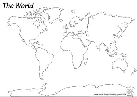 Printable World Map Black And White Printable Template