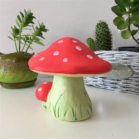 Ceramic Mushrooms Painted Mushrooms Garden Decor Outdoor Etsy