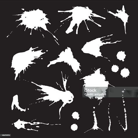 Collection Of Paint Splashes Vector Set Of Brush Strokes Isolated On