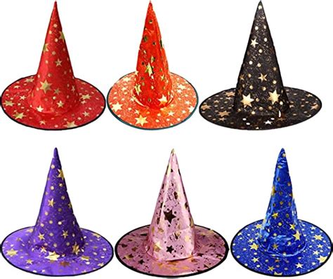 6 Unidades De Sombrero De Bruja Varios Colores Brujas Star Hat Gorra De