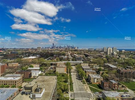 Grand Boulevard Chicago South Side Aerial Skyline View