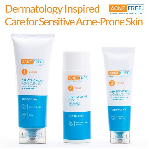 Acne Free 3 Step Acne Treatment Kit Salicylic Acid Acne Face Wash And