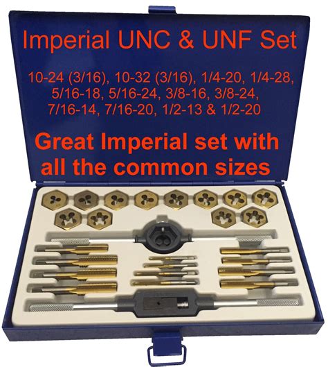Imperial Unc Unf Tap And Die Set 316 14 516 38 716 12 Boxed Kit