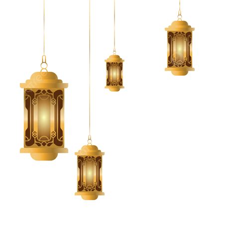 Lampu Emas Ramadan Mubarak Lampu Arab Lilin Png Dan Vektor Dengan