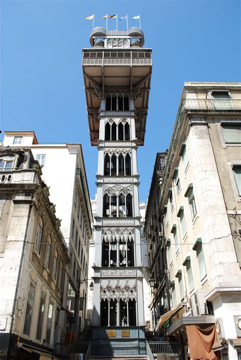 The Santa Justa Lift In Lisbon Inaugurated In 1901 Is Decorated In A