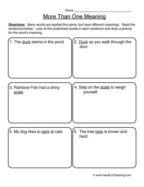 Illustrating Multiple Meaning Worksheet Have Fun Teaching Multiple