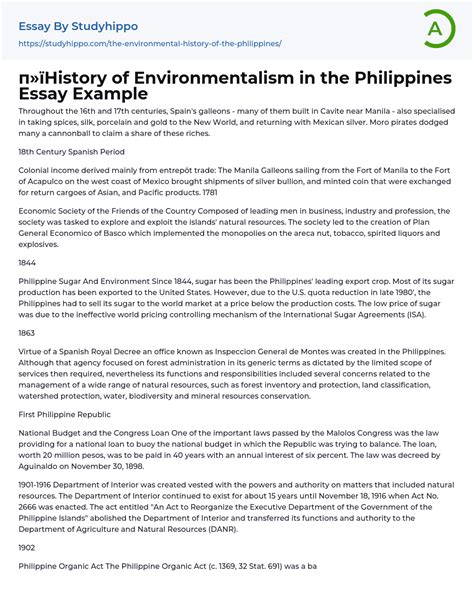 History Of Environmentalism In The Philippines Essay Example StudyHippo Com
