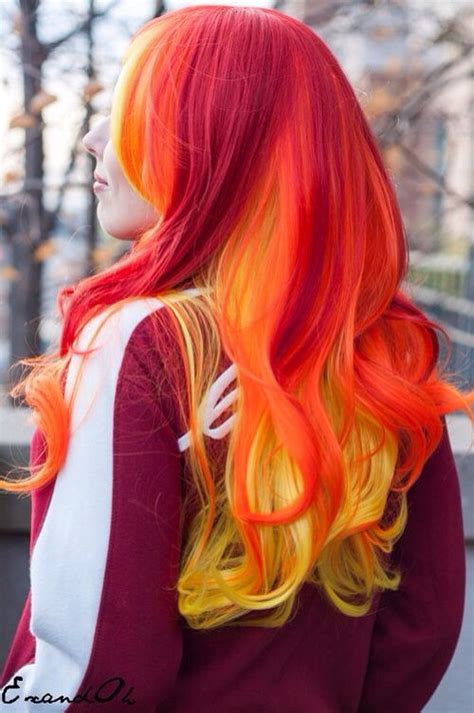 Long Red Orange And Yellow Hair Hair Styles Fire Hair Bright Hair