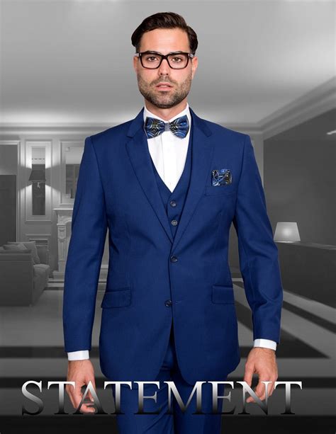 Statement Stzv 100 Sapphire Solid 3 Pc Suit Modern Fit Studio Menwear
