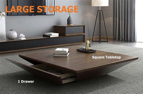 Modern Wood Coffee Table With Storage Square Drum Coffee Table With 1