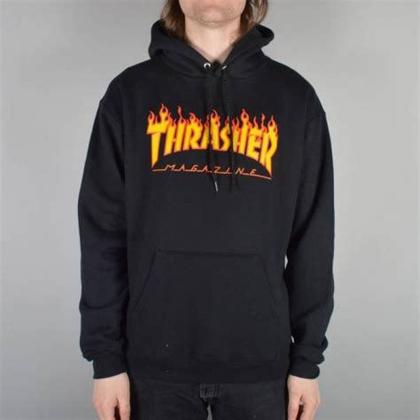 Thrasher Flames Hoodie Black Skate Clothing From Native Skate Store Uk