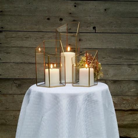 Gold Candle Holder Lighting Wedding Centerpiece Stained Glass Vase