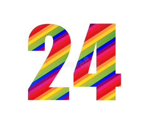 24 Number Rainbow Style Numeral Digit Colorful Number Vector