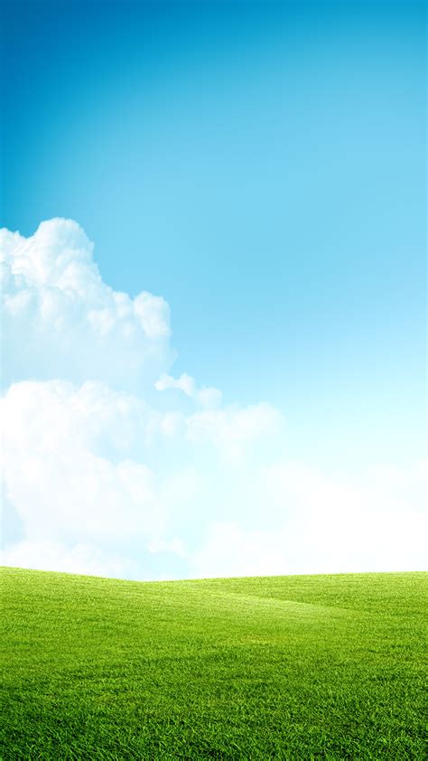 Grass Field Blue Sky Clouds Android Wallpaper Free Download