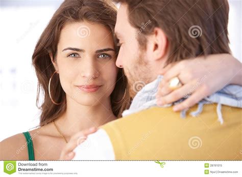 Pretty Woman Embracing Man Smiling Stock Image - Image of front, away: 28761015