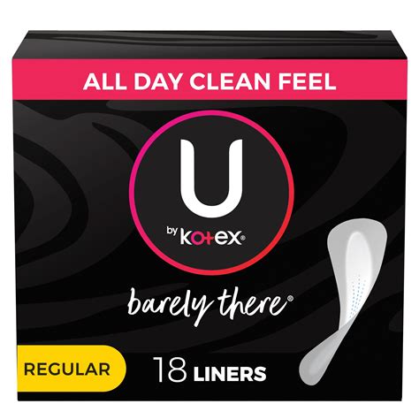 Kotex U Barely There Liners Light Absorbency Regular Unscented 18