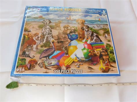 White Mountain Puzzle Beach Buddies 550 Pieces Jigsaw Dogs Bird New