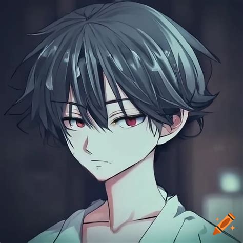 Character Design Of An Evil Looking Boy With Black Hair And Black Eyes