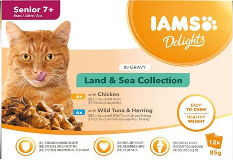 Iams Delights Wet Senior Cat Food Pouch Land And Sea Collection In