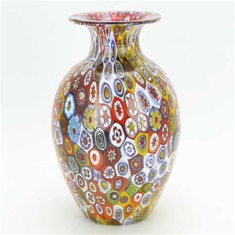 Golden Quilt Millefiori Urn Vase Urn Vase Vases Murano Glass Vase Pottery Art Glass Art