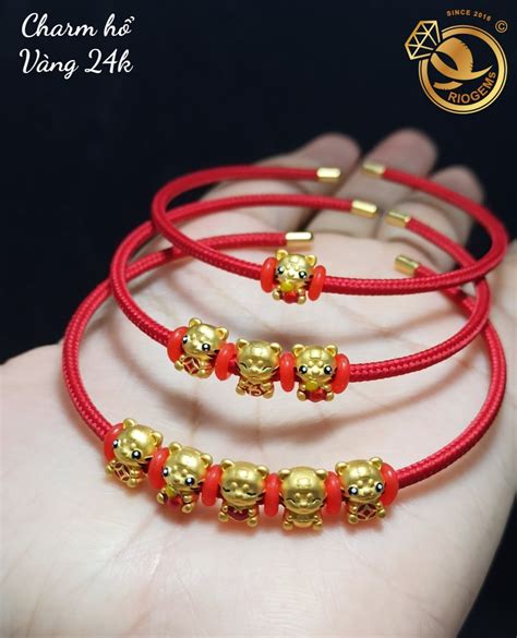 Vòng phong thủy CHARM VÀNG 24K 1 phân hình HỔ xinh xắn