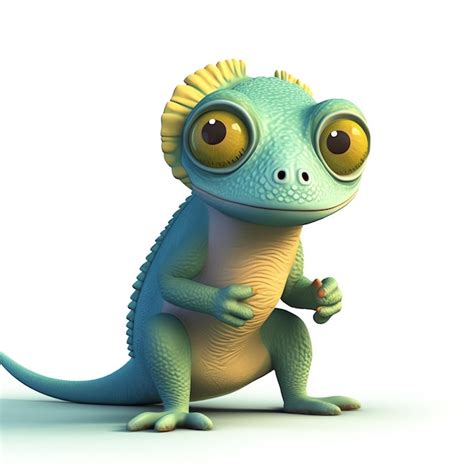 Premium Ai Image A Cartoon Lizard With Big Eyes