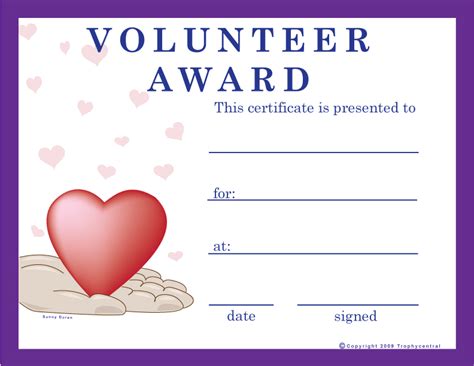 Free Volunteer Certificates Exclusively From Trophycentral