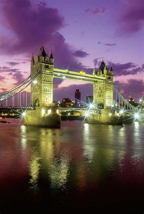Tower Bridge At Night London England By Medioimages