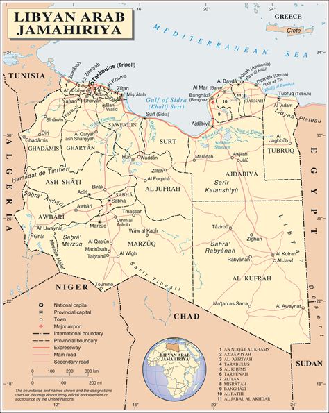 Detailed Political And Administrative Map Of Libya With All Cities