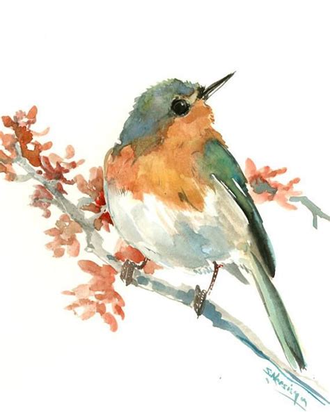 Painting Oil Painting Wildlife Robin Oil Painting Print Realistic Robin