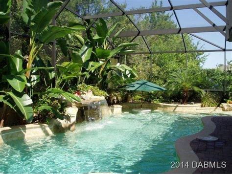 Tropical Swimming Pool With Atrium Exterior Stone Floors