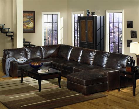 Living Rooms With Leather Sectionals Black Leather Reclining