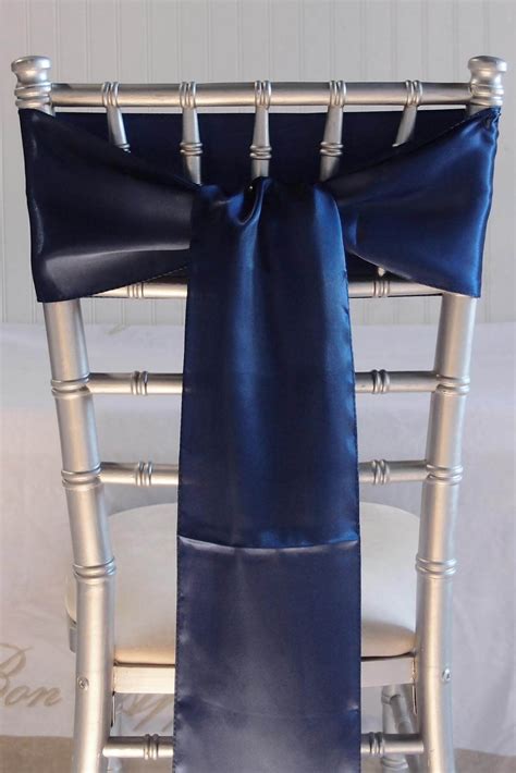 10 Navy Blue Satin Chair Sashes 6x106 Chair Sashes Wedding Chair