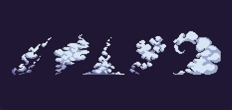 Premium Vector Smoke And Fog Pixel Art Set Cloud Swirls Waves And