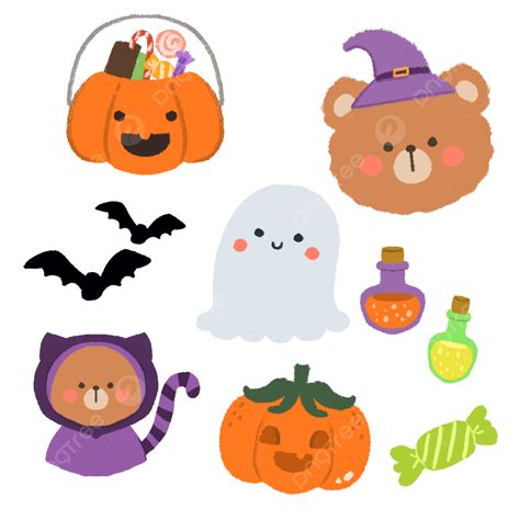 Cute Halloween Element Korean Bear Sticker Hand Drawn Free Printable