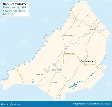 Map Of Blount County In Alabama Stock Vector Illustration Of Federal