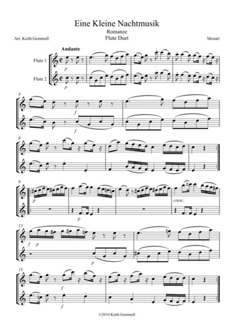 Eine Kleine Nachtmusik For Flute And Piano Free Music Sheet