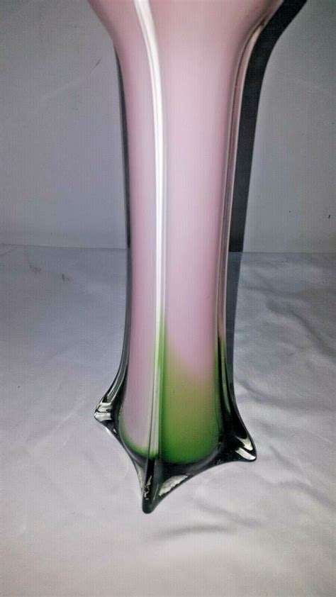 Murano Calla Lilly Vase Vintage Red And Green Ebay