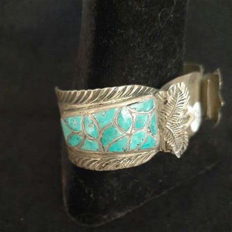 Zuni Native American Turquoise Sterling Watch Band Gem