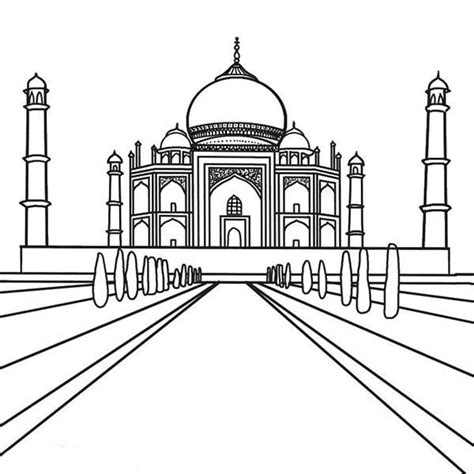 Southern View Of The Taj Mahal Coloring Page Netart Taj Mahal