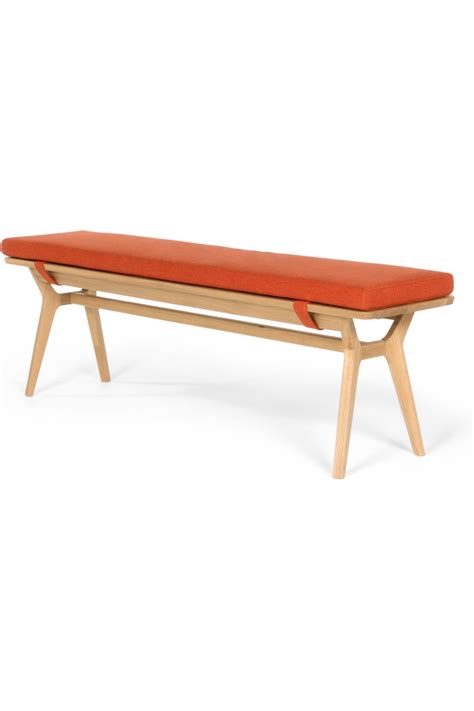 Light grey remi 2 seater dining bench. Jenson Bench, Oak and Retro Orange | Retro bench, Orange ...