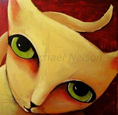 Reserved Kinkim Art Original Painting Cat Art Green Eyed Etsy Cat