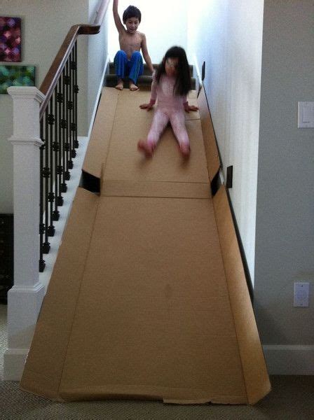 Cardboard Slide Stair Slide Diy Slides Diy For Kids