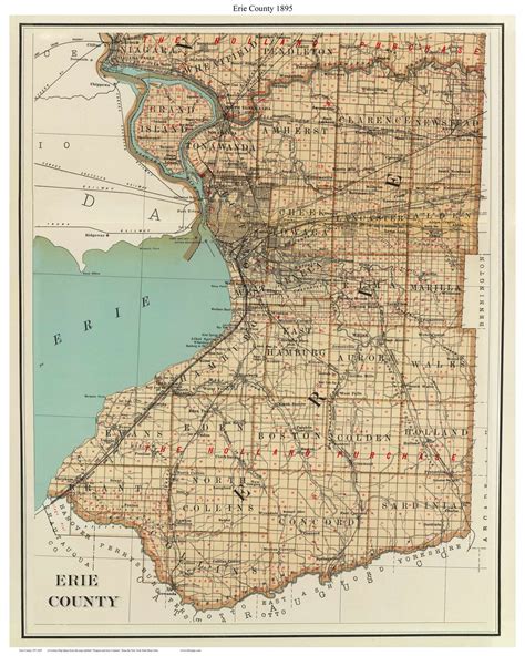 Erie County New York 1895 Old Map Custom Reprint Bien State Atlas