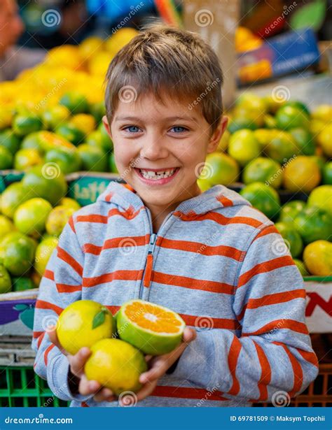 Boy On The Market Stock Image Image Of Customer Fruit 69781509