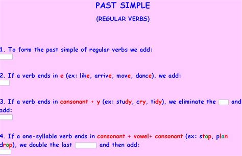Ejemplos De Verbos Regulares En Ingles En Pasado Simple Opciones De