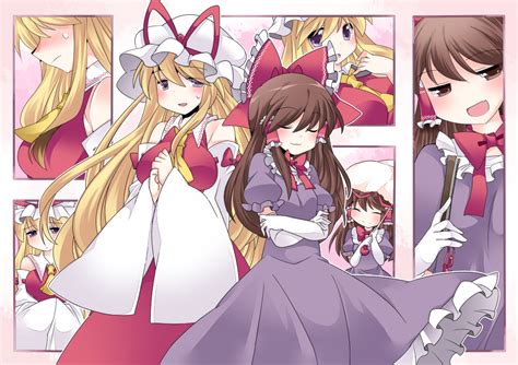 hammer sunset beach hakurei reimu yakumo yukari touhou bad id bad pixiv id commentary