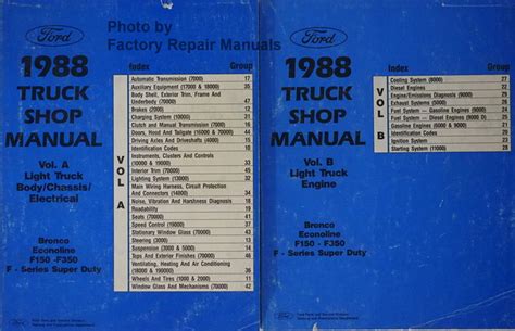 1988 Ford F150 F250 F350 Econoline Bronco Factory Shop Service Manual